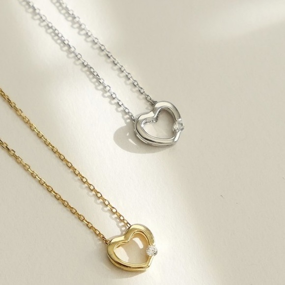 Heart Crystal Dainty Necklace | Sterling Silver - Picture 2 of 5